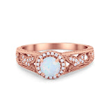 Vintage Style Halo Wedding Ring Simulated Cubic Zirconia 925 Sterling Silver