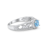 Vintage Style Halo Wedding Ring Simulated Cubic Zirconia 925 Sterling Silver