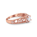 Vintage Style Halo Wedding Ring Simulated Cubic Zirconia 925 Sterling Silver