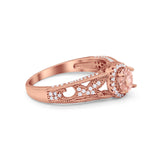 Vintage Style Halo Wedding Ring Simulated Cubic Zirconia 925 Sterling Silver