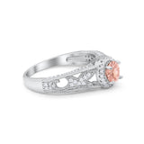 Vintage Style Halo Wedding Ring Simulated Cubic Zirconia 925 Sterling Silver