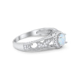 Vintage Style Halo Wedding Ring Simulated Cubic Zirconia 925 Sterling Silver