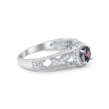 Vintage Style Halo Wedding Ring Simulated Cubic Zirconia 925 Sterling Silver