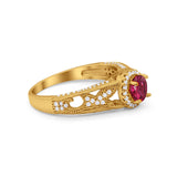 Vintage Style Halo Wedding Ring Simulated Cubic Zirconia 925 Sterling Silver