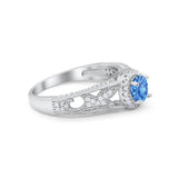 Vintage Style Halo Wedding Ring Simulated Cubic Zirconia 925 Sterling Silver