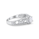 Vintage Style Halo Wedding Ring Simulated Cubic Zirconia 925 Sterling Silver
