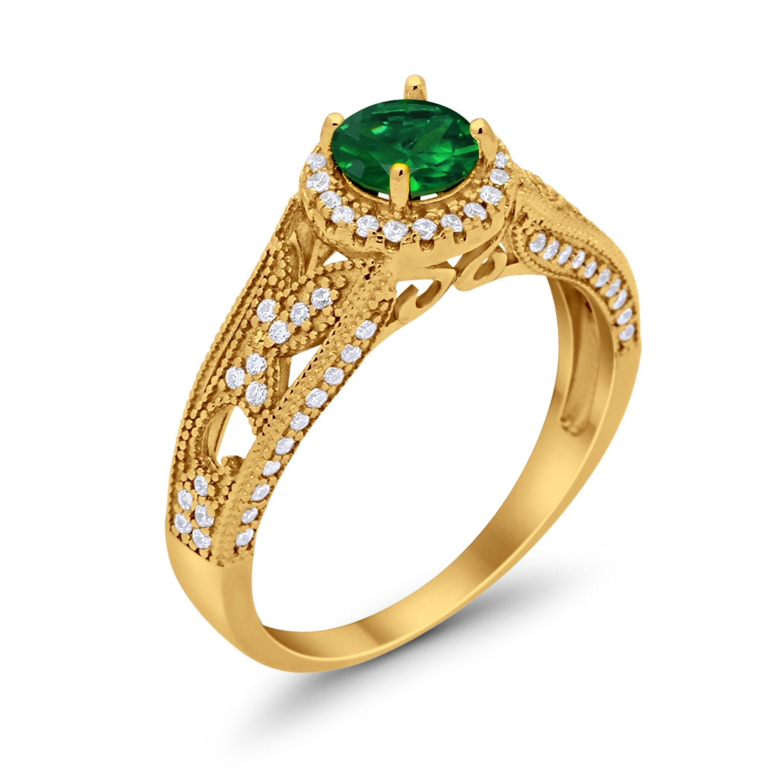 Vintage Style Halo Wedding Ring Simulated Cubic Zirconia 925 Sterling Silver