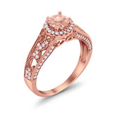 Vintage Style Halo Wedding Ring Simulated Cubic Zirconia 925 Sterling Silver