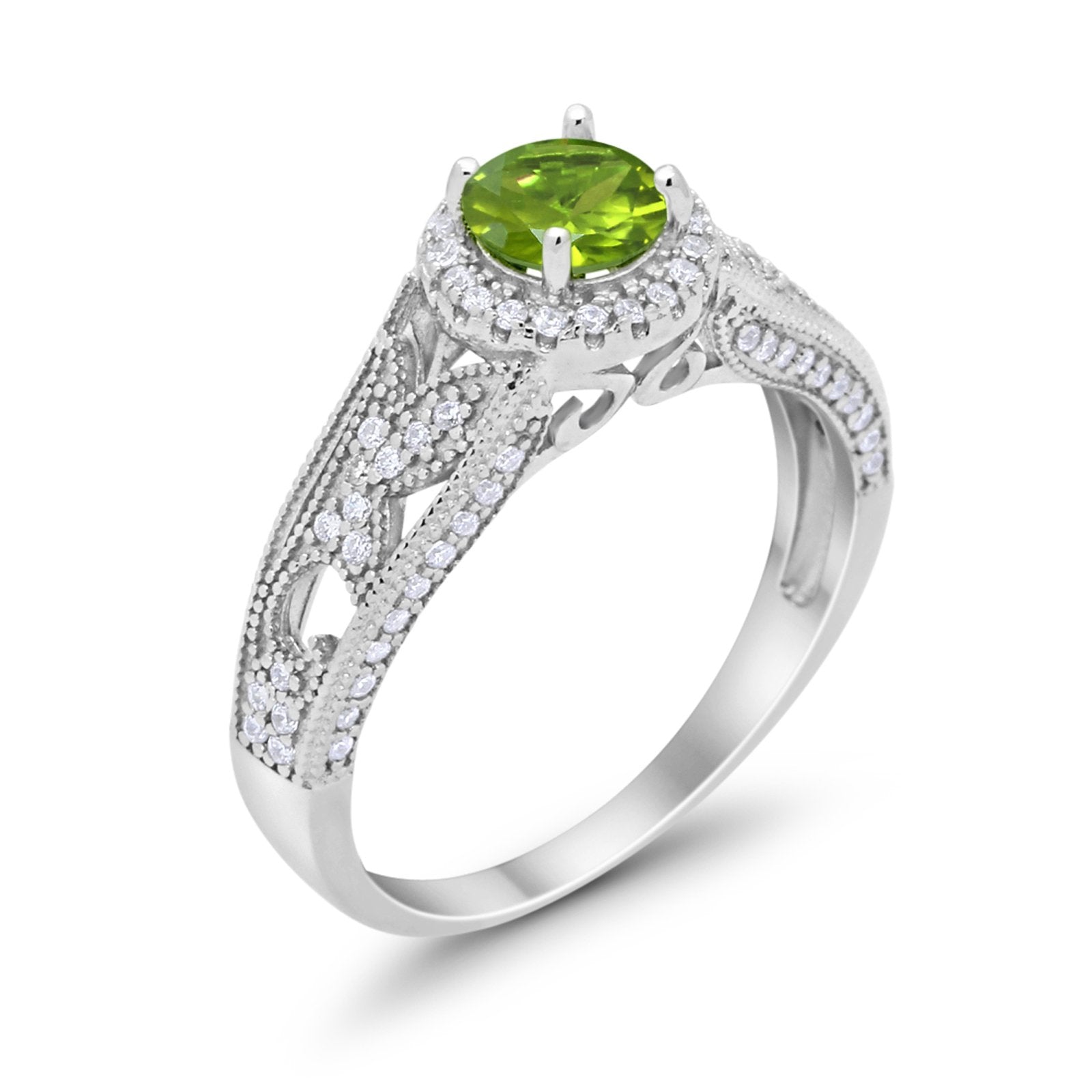 Vintage Style Halo Wedding Ring Simulated Cubic Zirconia 925 Sterling Silver