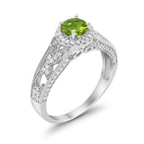 Vintage Style Halo Wedding Ring Simulated Cubic Zirconia 925 Sterling Silver