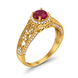 Vintage Style Halo Wedding Ring Simulated Cubic Zirconia 925 Sterling Silver