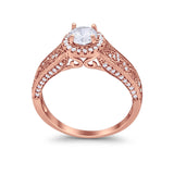 Vintage Style Halo Wedding Ring Simulated Cubic Zirconia 925 Sterling Silver