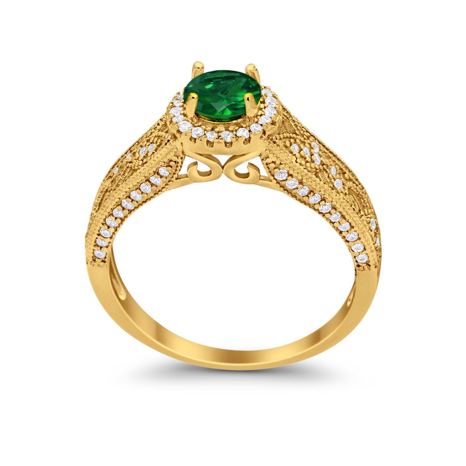 Vintage Style Halo Wedding Ring Simulated Cubic Zirconia 925 Sterling Silver