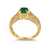 Vintage Style Halo Wedding Ring Simulated Cubic Zirconia 925 Sterling Silver