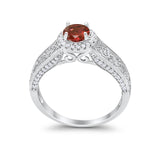 Vintage Style Halo Wedding Ring Simulated Cubic Zirconia 925 Sterling Silver