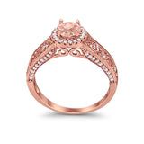 Vintage Style Halo Wedding Ring Simulated Cubic Zirconia 925 Sterling Silver