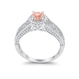 Vintage Style Halo Wedding Ring Simulated Cubic Zirconia 925 Sterling Silver