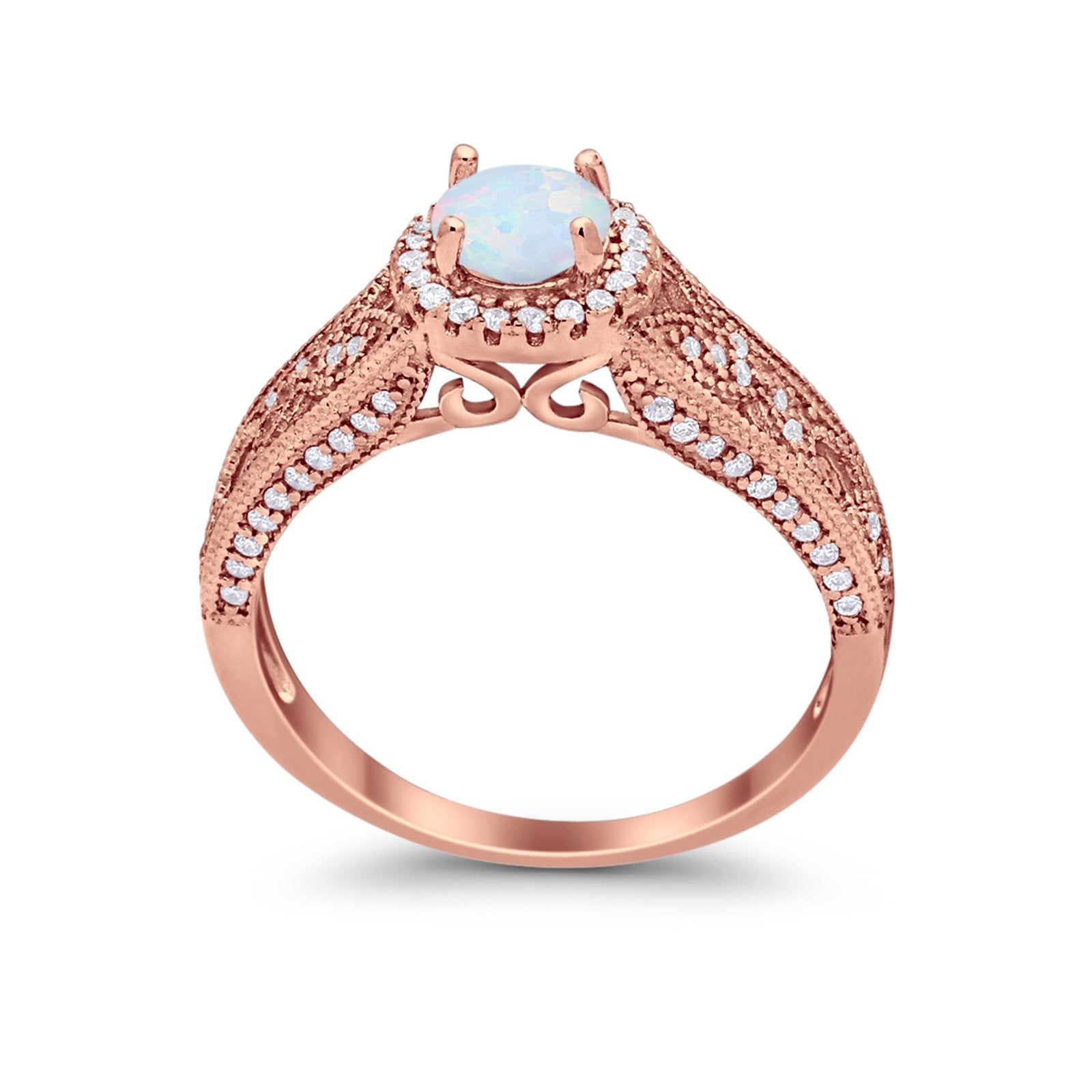 Vintage Style Halo Wedding Ring Simulated Cubic Zirconia 925 Sterling Silver