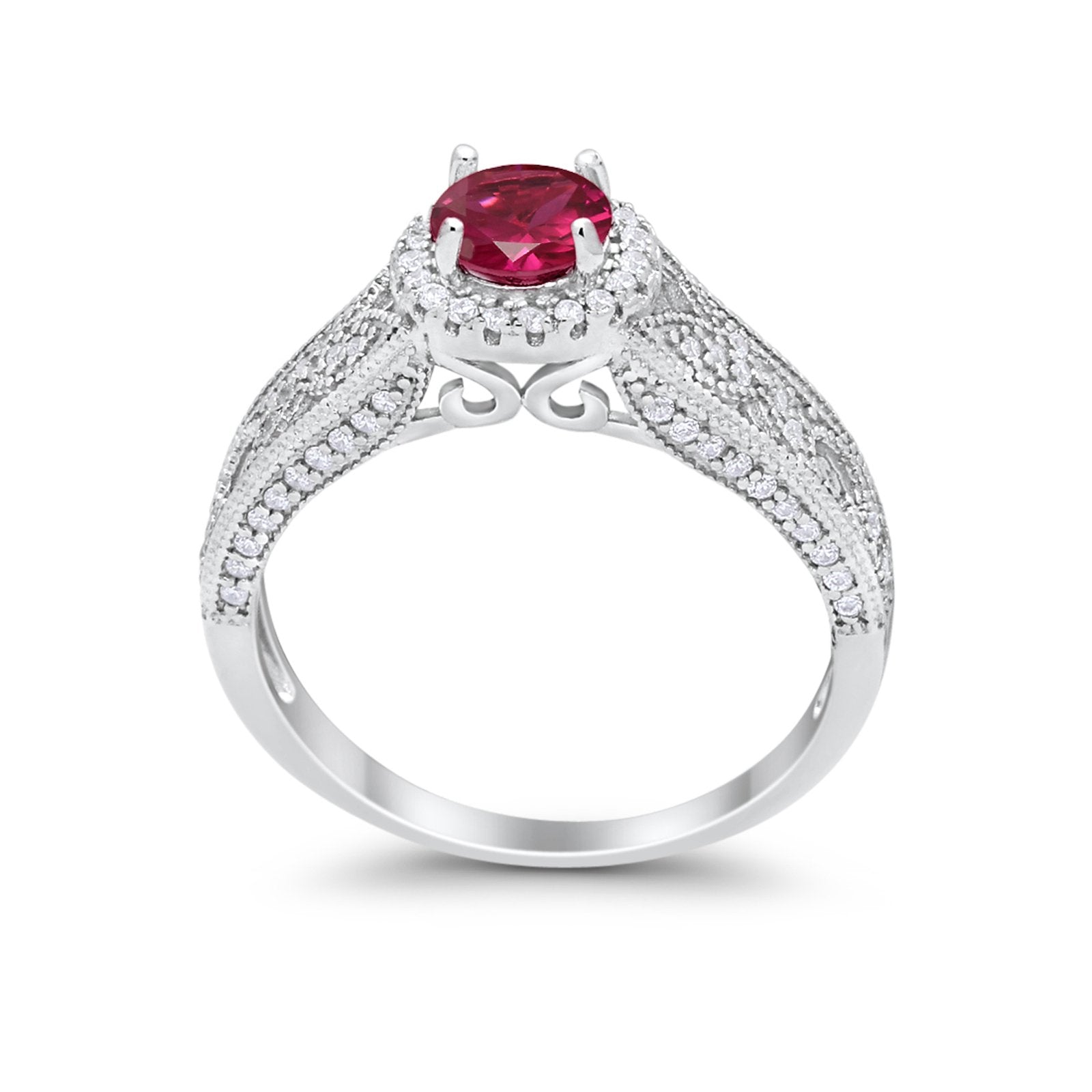 Vintage Style Halo Wedding Ring Simulated Cubic Zirconia 925 Sterling Silver