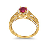 Vintage Style Halo Wedding Ring Simulated Cubic Zirconia 925 Sterling Silver