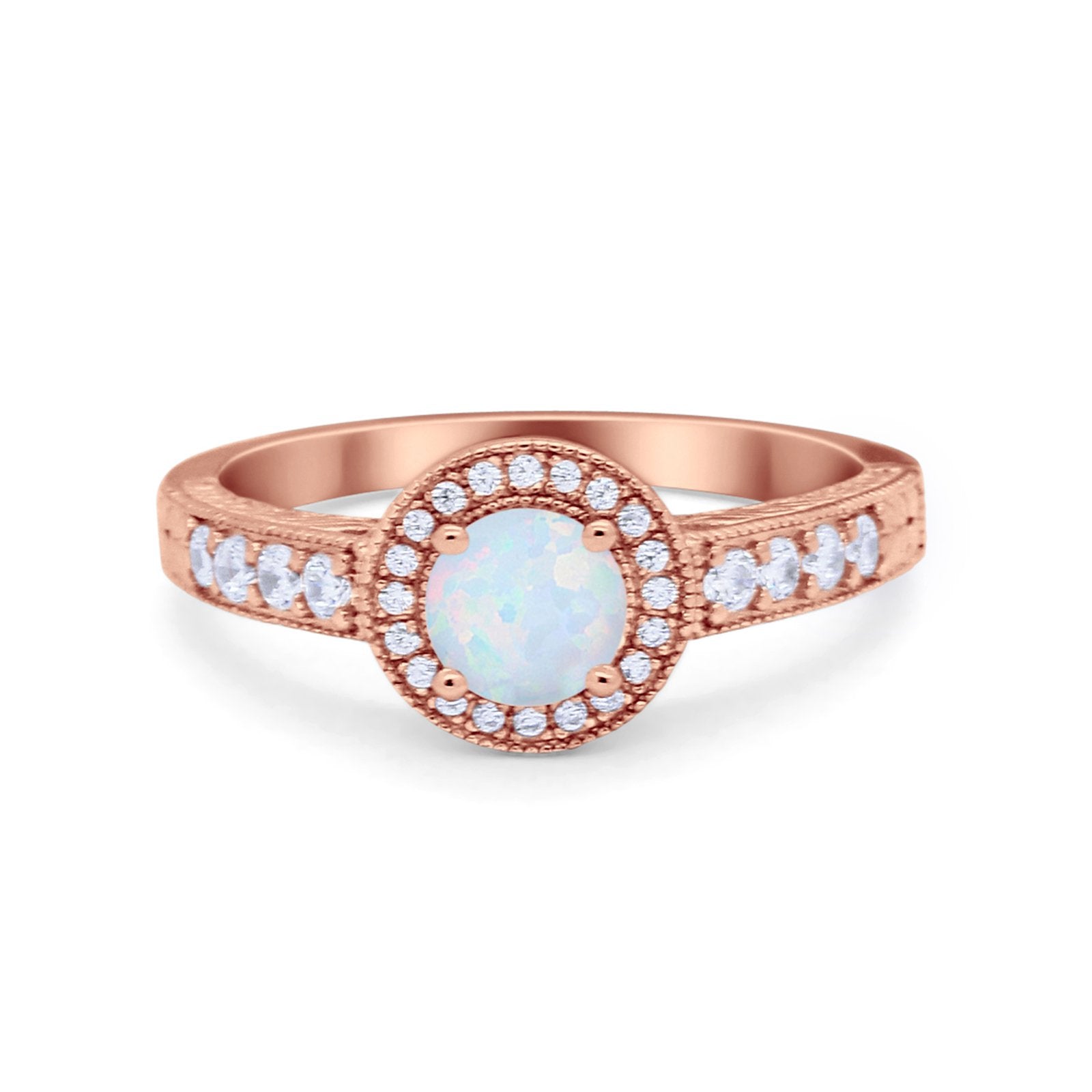 Vintage Style Halo Wedding Ring Simulated Cubic Zirconia 925 Sterling Silver