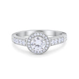 Vintage Style Halo Wedding Ring Simulated Cubic Zirconia 925 Sterling Silver