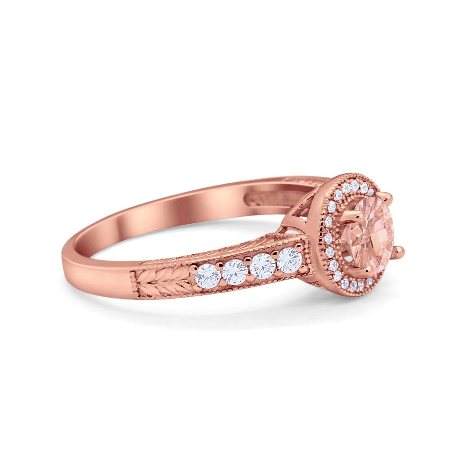 Vintage Style Halo Wedding Ring Simulated Cubic Zirconia 925 Sterling Silver