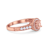 Vintage Style Halo Wedding Ring Simulated Cubic Zirconia 925 Sterling Silver