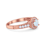 Vintage Style Halo Wedding Ring Simulated Cubic Zirconia 925 Sterling Silver