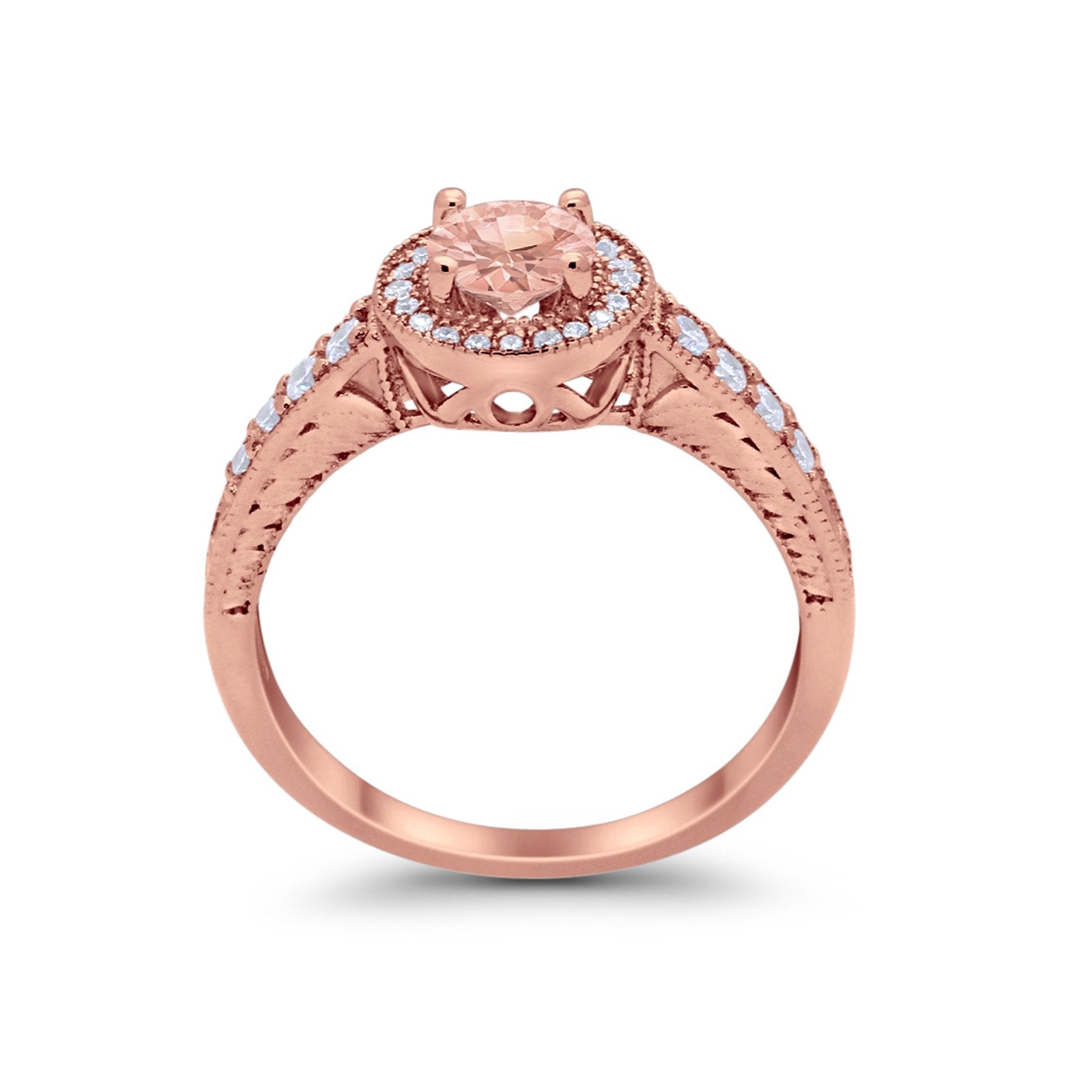 Vintage Style Halo Wedding Ring Simulated Cubic Zirconia 925 Sterling Silver