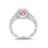 Vintage Style Halo Wedding Ring Simulated Cubic Zirconia 925 Sterling Silver