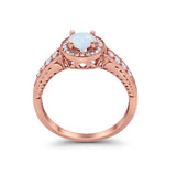 Vintage Style Halo Wedding Ring Simulated Cubic Zirconia 925 Sterling Silver