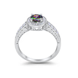 Vintage Style Halo Wedding Ring Simulated Cubic Zirconia 925 Sterling Silver