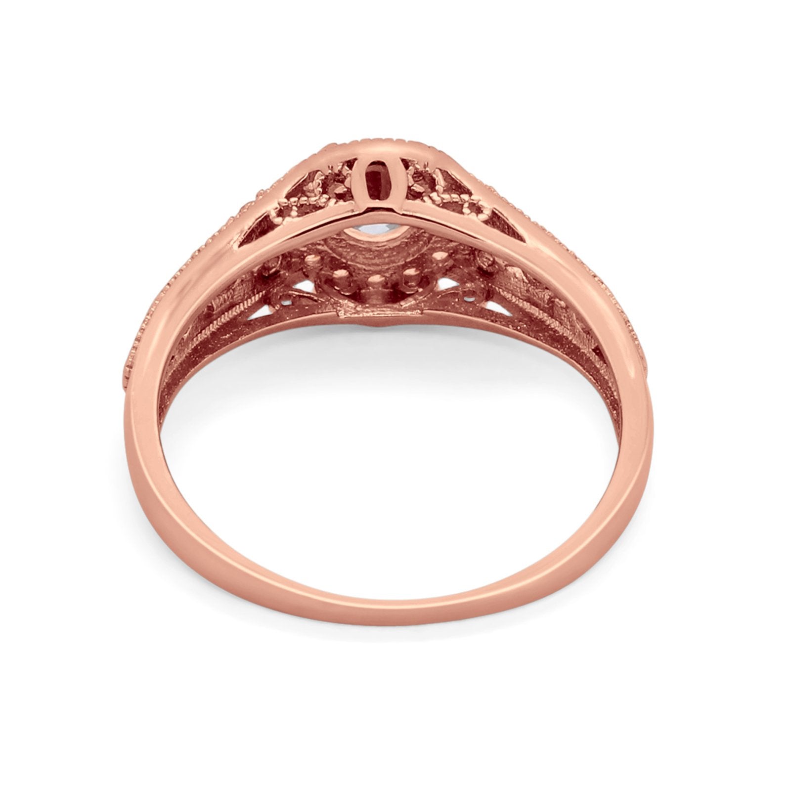 Vintage Style Engagement Ring Halo Simulated Cubic Zirconia 925 Sterling Silver