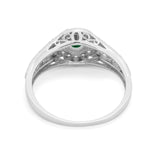 Vintage Style Engagement Ring Halo Simulated Cubic Zirconia 925 Sterling Silver