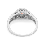 Vintage Style Engagement Ring Halo Simulated Cubic Zirconia 925 Sterling Silver