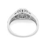 Vintage Style Engagement Ring Halo Simulated Cubic Zirconia 925 Sterling Silver