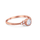 Dainty Art Deco Wedding Engagement Bridal Ring Round Simulated Cubic Zirconia 925 Sterling Silver