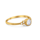 Dainty Art Deco Wedding Engagement Bridal Ring Round Simulated Cubic Zirconia 925 Sterling Silver