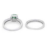 Halo Princess Cut Art Deco Wedding Bridal Set Ring Round Cubic Zirconia 925 Sterling Silver