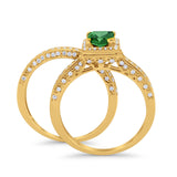 Halo Princess Cut Art Deco Wedding Bridal Set Ring Round Cubic Zirconia 925 Sterling Silver