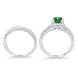 Halo Princess Cut Art Deco Wedding Bridal Set Ring Round Cubic Zirconia 925 Sterling Silver