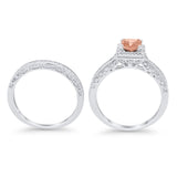 Halo Princess Cut Art Deco Wedding Bridal Set Ring Round Cubic Zirconia 925 Sterling Silver