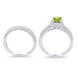 Halo Princess Cut Art Deco Wedding Bridal Set Ring Round Cubic Zirconia 925 Sterling Silver