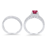 Halo Princess Cut Art Deco Wedding Bridal Set Ring Round Cubic Zirconia 925 Sterling Silver