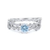 Wedding Engagement Ring Band Bridal Set Round Cubic Zirconia 925 Sterling Silver Art Deco