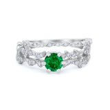 Wedding Engagement Ring Band Bridal Set Round Cubic Zirconia 925 Sterling Silver Art Deco