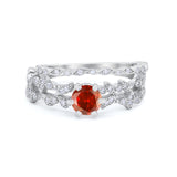 Wedding Engagement Ring Band Bridal Set Round Cubic Zirconia 925 Sterling Silver Art Deco