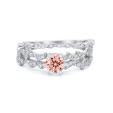 Wedding Engagement Ring Band Bridal Set Round Cubic Zirconia 925 Sterling Silver Art Deco
