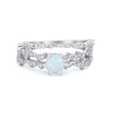 Wedding Engagement Ring Band Bridal Set Round Cubic Zirconia 925 Sterling Silver Art Deco